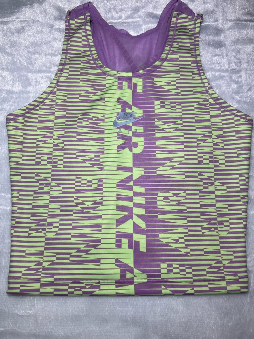 Nike Purple & Lime Striped Graphic Tank Top